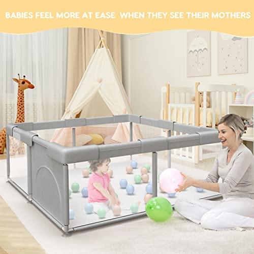 Baby Playpen Baby Playard, Playpen For Babies And Toddlers With Gate, 50X50 Baby Fence, Sturdy Safety Playpen, Indoor & Outdoor Kids Activity Center (With Anti-Slip Base) #TOP4