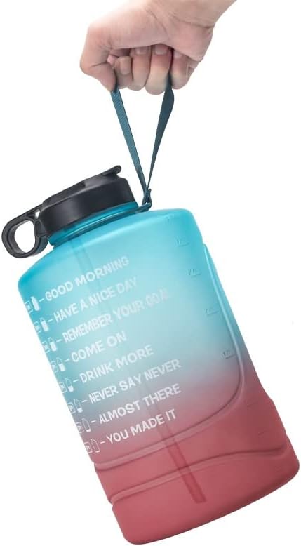 グラデーションスポーツケトルプラスチックウォーターカップ大容量3.78Lアウトドアスポーツフィットネスポータブルハンドル大型ケトル