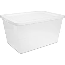 Large Storage Bin, 58 Quart Clear Plastic Storage Container with Snap-On Lid, White