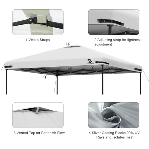 10x10 Pop Up Canopy Replacement Top Cover with Air Vent for Straight Leg Canopy Tent, Waterproof for Outdoor Garden Patio Camping Sun Shade (Grayish White) - Image 2