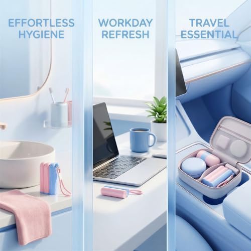 Automatic Pop-up Floss Dispenser, Portable Floss Picks Holder for 30 Pcs, Compact Refillable Floss Organizer with Lanyard, Dustproof PET Case, Travel and Home Tooth Care, Pink - 3