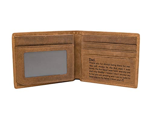 Kenon Personalized Leather Wallet For Dad，Engraved RFID Blocking Bifold Stylish