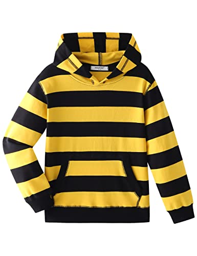 Image of DILBYKE Boys Girls Hoodies Hooded Sweatshirts Classic Solid Sport Pullover Top Lightweight Series Plush Cotton for 5-12 Years