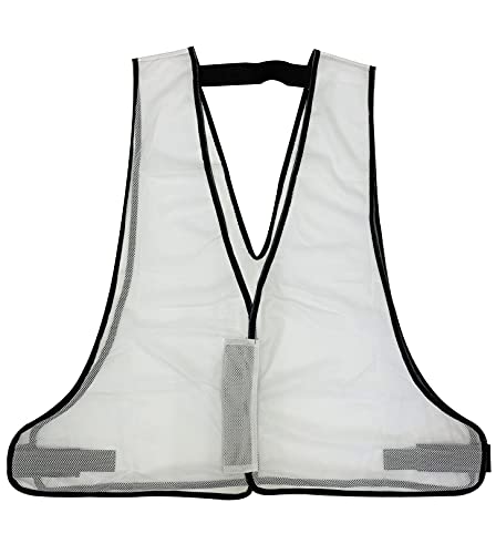 [株式会社大華物産] 作業員ベスト(長タイプ) メッシュゼッケン ビブス マジックテープ 作業現場 安全用品 フリーサイズ 無地 (白, 1)