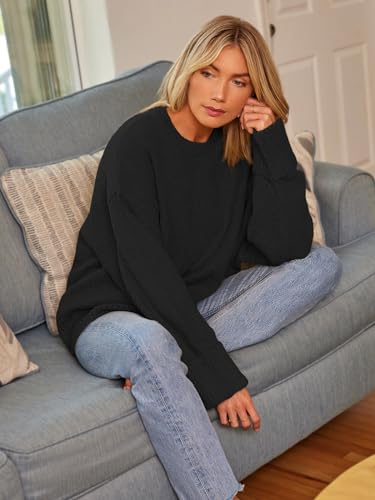 Lillusory Women'S Warm Chunky Sweaters 2024 Fall Fashion Trendy Outfit Long Oversized Fuzzy Knit Knitted Pull Over Tops Black thumb #1