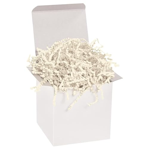 Image of BOX USA Ivory Crinkle Paper Filler (10lb) - Shredded Paper for Basket Stuffing, Shipping, Packaging, Confetti, Crafts & Holidays - Crinkle Cut