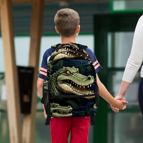 Sac à dos daypack crocodile multicolore avec grande capacité pour étudiants - 6