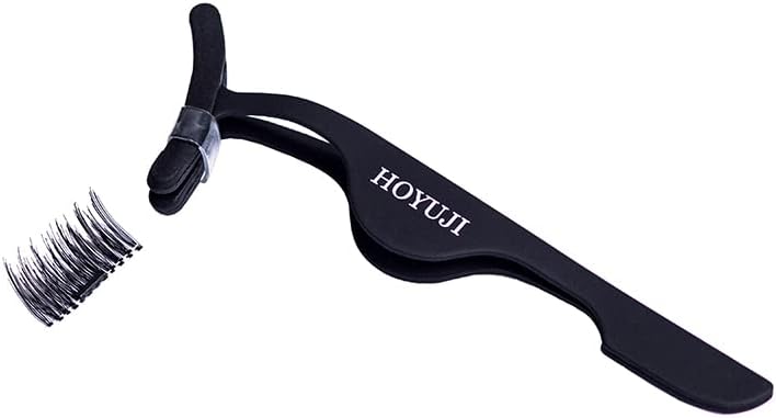 False Eyelash Curler Eyelash Extender Silicone Cover Tweezer Eyebrow Eyelash Tweezer Remove Magnetic Eyelash - Adjust and Repair Eyelashes (Black)