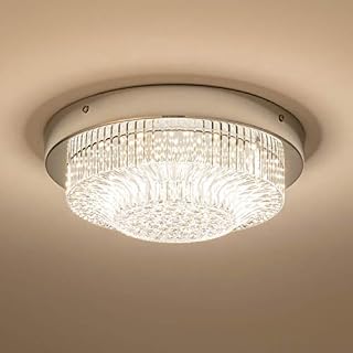 AUROLITE LED Flush Ceiling Light, Polished Chrome Finish with Clear Acrylic Shade, 12 Watts 960 Lumens, Natural White (4000K), Ideal for Living Room, Bedroom, Kitchen, Hallway, Hotel, B&B