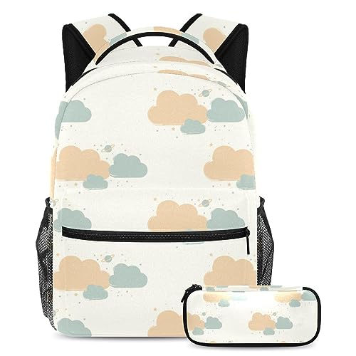 Sac à dos nuage et étoile avec trousse assortie pour école et voyage ado