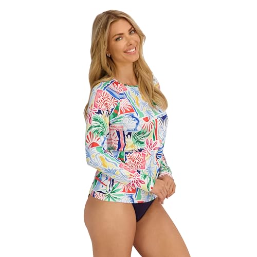 Image of Nautica Women's Long Sleeve Rashguard - Quick-Dry, UPF Protection, Swim Shirt, Pool, Beach, Hiking, Yoga, Volleyball