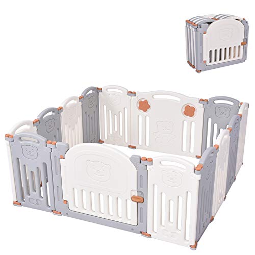 Parques de Juegos para Bebés, Sararoom Centro de Actividades para Niños, Baby Playpen, parque infantil bebe, Patio de Juegos de Interior Exterior - 14 Paneles