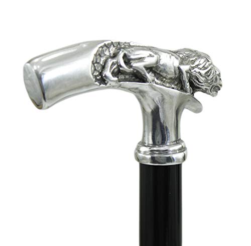 Cavagnini - Löwe: Gehstock aus Buchenholz und Zinn. Handarbeit. schwarz