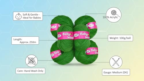 Image of M.G Enterprise 100% Acrylic Wool Parrot (6 pc) Smart Baby 4 ply Wool Ball Hand Knitting Wool /Art Craft Soft Fingering Crochet Hook Yarn, Needle Knitting Yarn Thread Dyed