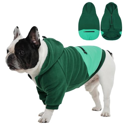 IECOii 犬 パーカー ソフト 調節可能 防寒 フリース 犬服 背面に大容量ポケット付き 袖あり 犬 服 冬 室内外着用 中型犬 しば いぬ フレンチブルドッグ L