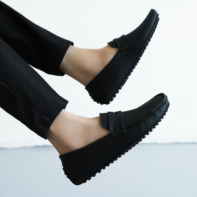 Mens Loafers Shoe Square Toe PU Leather Driving Penny Loafers Flexible Lightweight Slip Resistant Casual Walking Slip-ons2