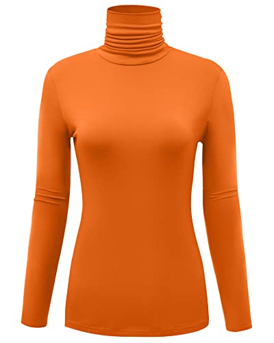 Image of AUHEGN Women's Long Sleeve Lightweight Turtleneck Top Slim Fit Pullover T-Shirt (S-XXL)