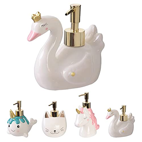 Superbe distributeur de savon pour enfants rechargeable - Propreté - Hygiène avec des animaux mignons qui s'amusent (cygne) Cover