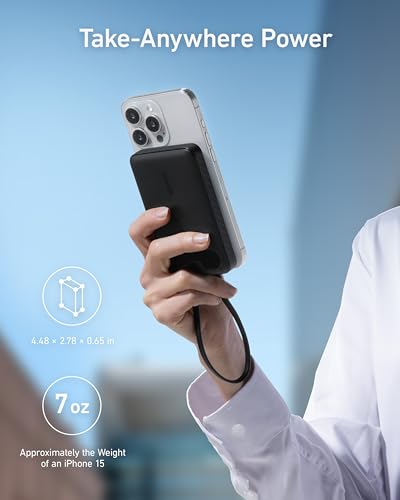 Image of Anker Power Bank, 10,000mAh Portable Charger with Built-in USB-C Cable and Lanyard, 22.5W Max Output with 2 USB-C and 1 USB-A Port, Battery Pack for iPhone 15 /14, Galaxy S23, iPad, AirPods, and More