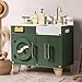 ROBOTIME Play Kitchen Set- Wooden Toy Washing Machine, Kids Washer and Dryer for Kids Kitchen Playset with Realist Sound/Iron, Pretend Play Kitchen for Toddlers (Vintage Green)