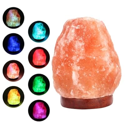 Tikimoon USB Himalayan Salt Lamp with 7 Colors Changing, Natural Salt Rock Night Lamp Mini Crystal Salt Lamp for Home Decor and Gift- Natural Shaped, Premium Wood Base, 5-6 Inch