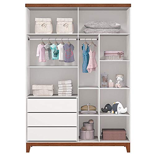 Guarda-Roupa Infantil Unissex 4 PT 3 GV Wood Branco Hannover