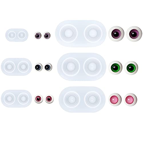 サムコス 6個サイズセット ドールアイモールド 眼球ドームシリコーン型 シリコンモールド 11.5〜22.5mm UVレジンエポキシ樹脂 手作り 人形の目 おもちゃ作り ハロウィーン 装飾品 DIYクラフト用