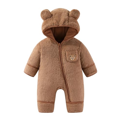 WYTbaby Baby Overall Winter Fleece Newborn Schneeanzug Mit Kapuze Warm Strampler Romper für Baby Jungen Mädchen 3-6 Monate