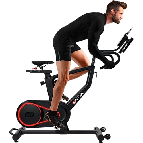 AsVIVA S18 Speedbike/Indoor Cycle – 24 Widerstandsstufen (3×8), 18 kg Schwungmasse, leiser Riemenantrieb, App & Bluetooth, Pulsgurt & SPD-Pedale, Heimtrainer für Homegym