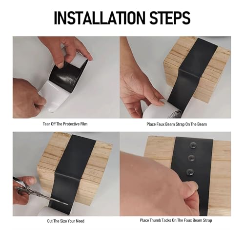 Cinta de vigas de madera de imitación autoadhesiva de 5 pies con 100 uñas para persianas 3
