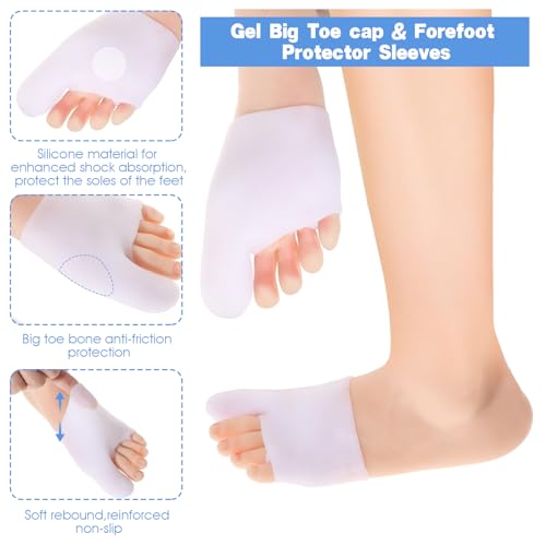 Image of Gel Big Toe Cap & Metatarsal Sleeves, 2 Pack Silicone Big Toe Protector Reusable Bunion Corrector for Women and Men to Help Relieve Bunion Pain, Prevent Corns, Calluses, Blisters, Ingrown Toenails