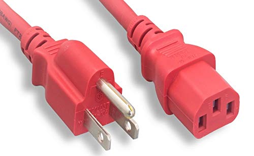 Micro Connectors UL Approved 6ft 18AWG 10 Amp Power Cord (NEMA 5-15P/ C13) - Red (M05-113ULR)