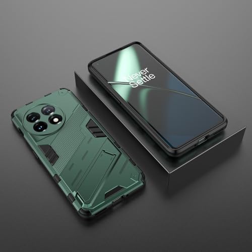 Image of SPL Punk Armor Bumper Back Case Cover for OnePlus 11 5G | Holder & Kickstand in-Built | 360 Degree Protection Back Case Cover (Green)