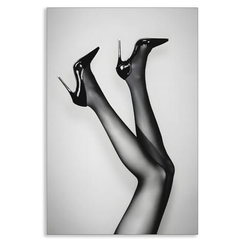 Nanxiwofee Black and White Girls Legs Canvas Wall Art, Glam
