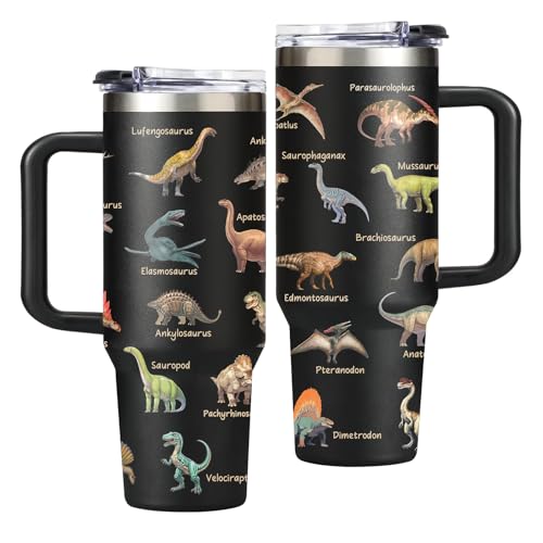 FAIVHSO Dinosaur Gifts for Boys Men, 30 oz Tumbler with Handle and Straw