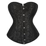 AIGOUT Brokat-Korsett im Vintage-Stil, zum Schnüren, formendes Korsett für Damen, Gothic, Übergröße, Bustier-Top mit Knochen, Schwarz, Größe 5XL