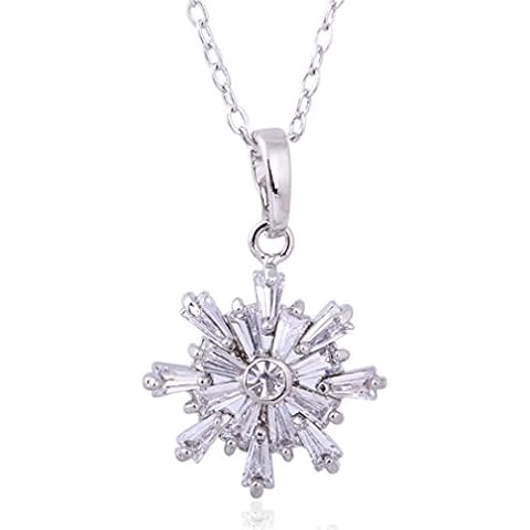 Collar de Copo de Nieve YAZILIND de Oro Blanco Plateado y Zirconia Cover