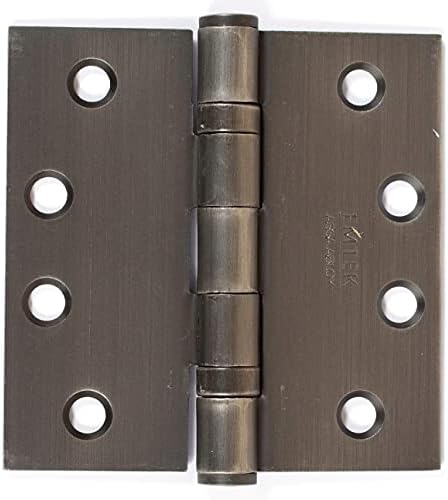 Emtek 94014 4" x 4" Steel Heavy Duty Ball Bearing Square Corner Hinges - Pair, Pewter image 2