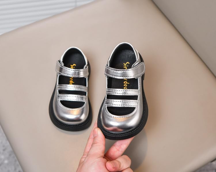 Toddler Girls Mary Jane Flats Sandals Little Girls Dress Shoes with Strap Wedding Party Princess Shoes,Gold,Toddler Size 63