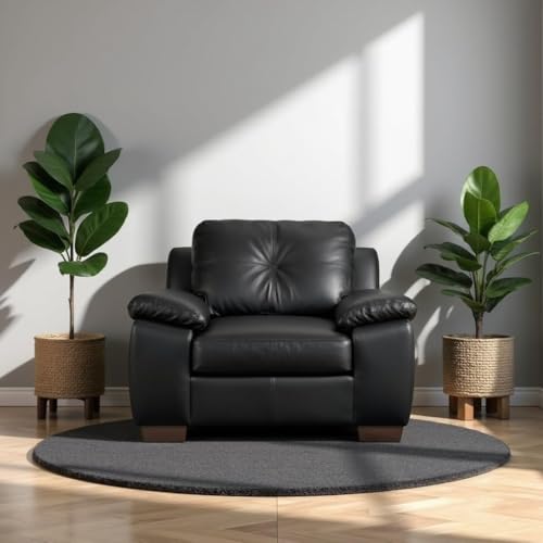 Image of Torque Antos 1 Seater Leatherette Sofa-Black | Modern Designs Sofa 1 Seater Chair | Premium Leatherette 1-Person Sofas Couches for Living Room Office Setting