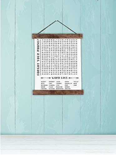 Wood & Canvas Wall Hanging Bathroom Word Search Forgot Phone Wall Art 12x14.5-Inch