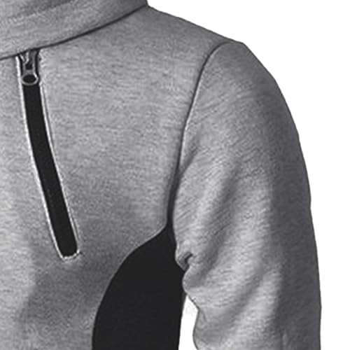 Men's Hoodie Sweatshirt Slim Fit Workout Color Block Jacket Male Zip Up Patchwork Warm Winter Coat3
