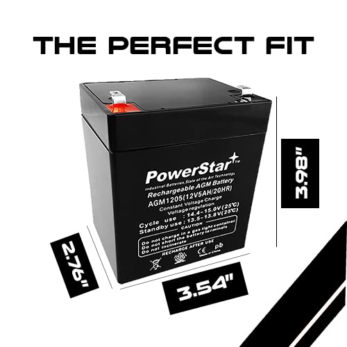 12V 5Ah Sla Replacement For Ps4-12 Battery With F1 Terminal High Rate Powerstar #TOP2