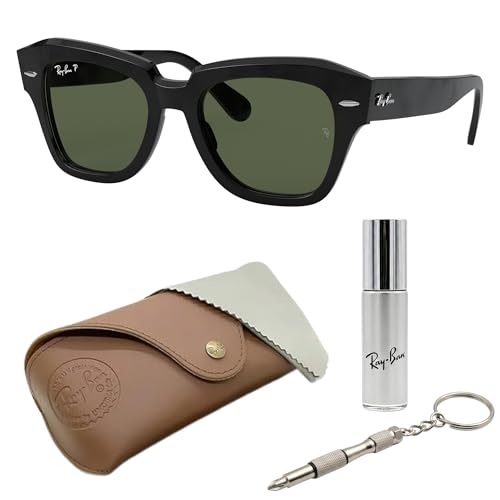 Image of Ray-Ban RB2186 STATE STREET Square Shaped Sunglasses for Women with Official RAYBAN Eyewear Kit