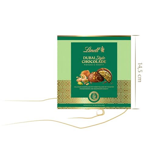 Dubai Style Pralinés | 90g Pralinés | Exquisite Vollmilchschokolade mit edlem Pistazienmark, knusprigem Pistazien- und Mandelkrokant und zarter Kadayif-Füllung | Pralinés | Schokoladengeschenk