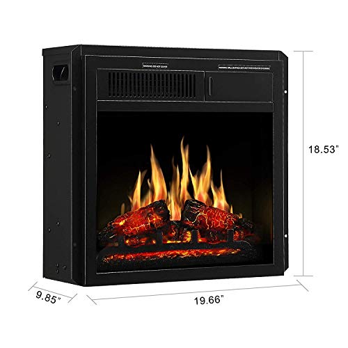 Jamfly Electric Fireplace Insert 18" Freestanding Heater With 7 Log Hearth Flame Settings And Remote Control,1500W,Black #TOP5