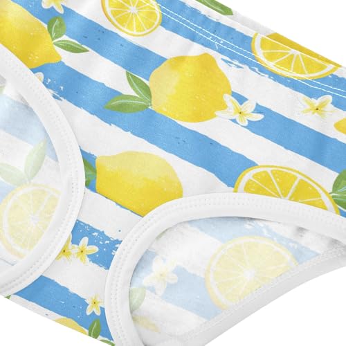 Wusikd Lemon Blue White Stripes Girls' Underwear Cotton Girls Briefs Soft Toddler Underwear 2T4