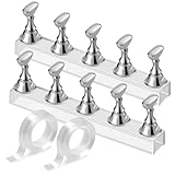 Etercycle Nail Stand Acrylic Nail Art Display Stand Practice Nail Holder for Painting Nails Magnetic Practice Stands with Double-sided Tape For DIY Salon Supplies (Silver)