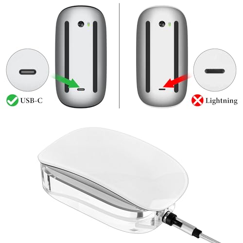Geekria Mouse Charging Station, Acrylic Mouse Charging Dock, Mouse Stand, Compatible with Apple Magic Mouse (USB-C), Magic Mouse Accessorie (Transparent)