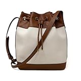 AFKOMST Leather Bucket Bags and Drawstring Crossbody Purse for Women Medium Tote and Hobo Handbags(Bei Brown)